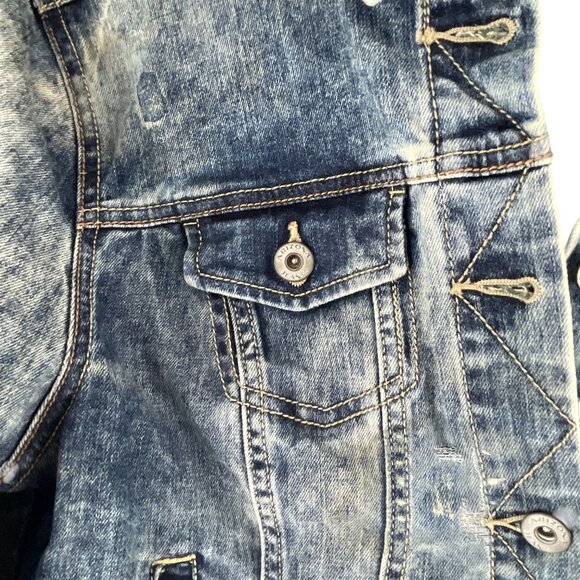 Arizona Jeans Girls Denim Jacket Size L Floral Embroidery Crochet Patchwork - Picture 6 of 11